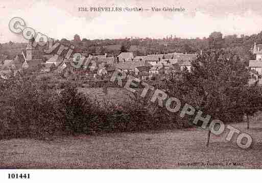 Ville de PREVELLES, carte postale ancienne