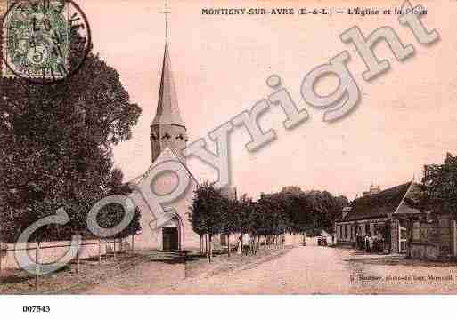 Ville de MONTIGNYSURAVRE, carte postale ancienne