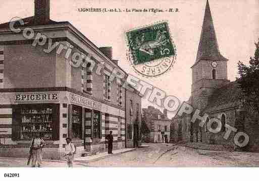 Ville de LIGNIERESDETOURAINE, carte postale ancienne