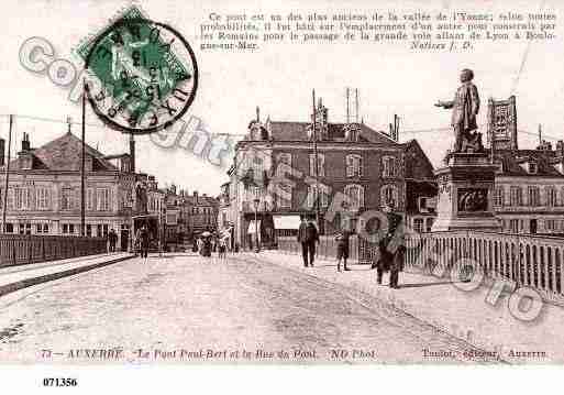 Ville de AUXERRE, carte postale ancienne