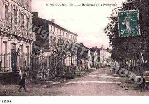 Ville de PUISSERGUIER, carte postale ancienne