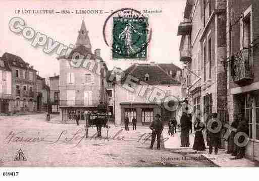 Ville de LIMOGNEENQUERCY, carte postale ancienne