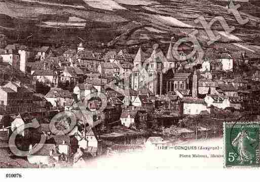 Ville de CONQUES, carte postale ancienne