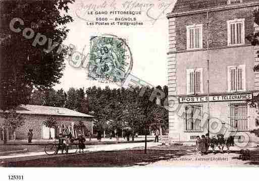 Ville de BAGNOLSSURCEZE, carte postale ancienne